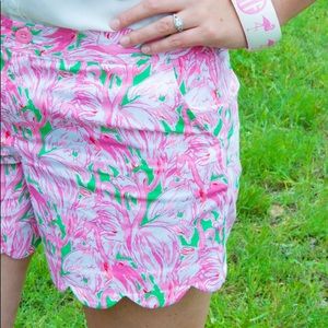 Lilly Pulitzer scalloped flamingo shorts